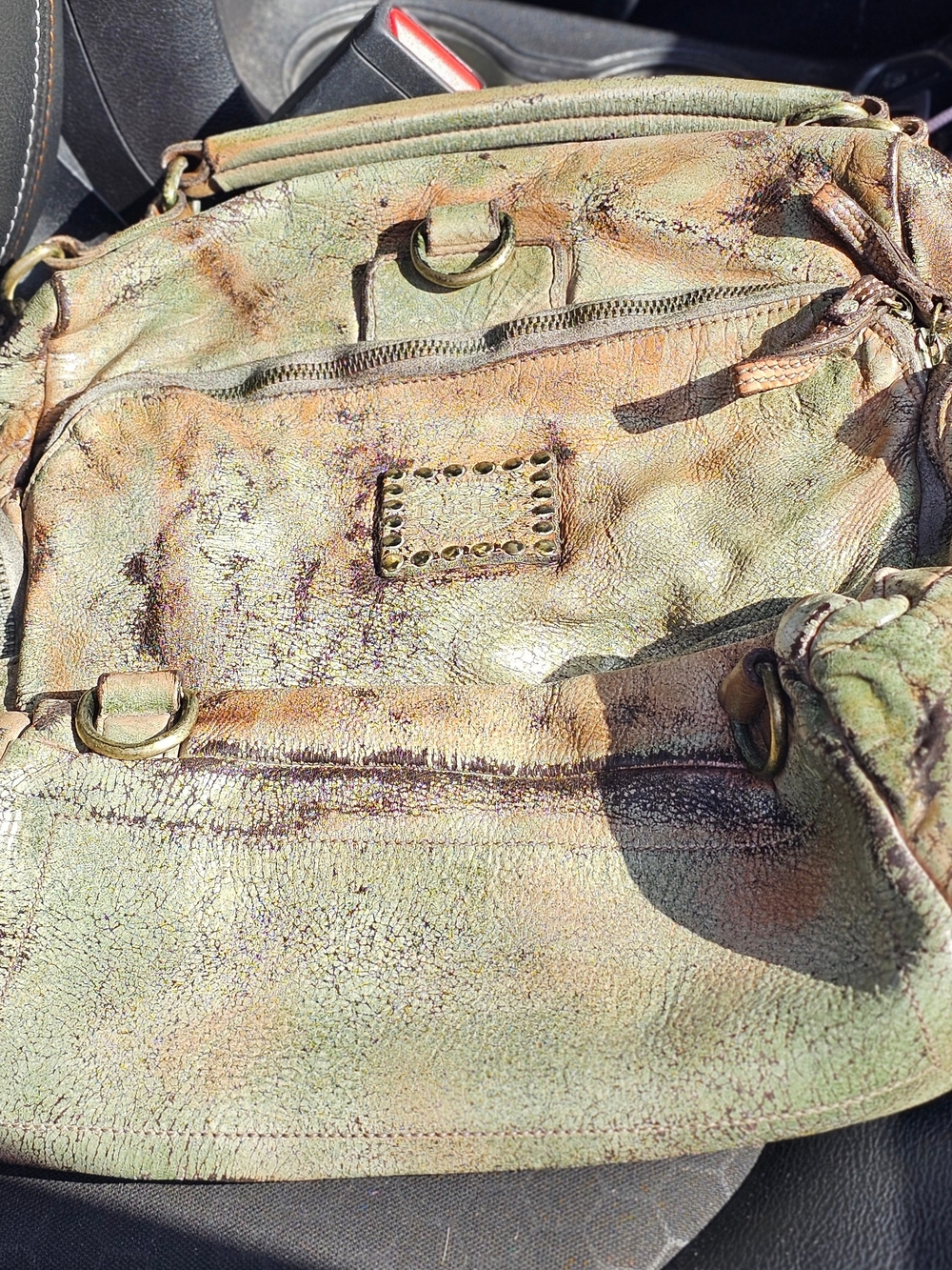Lushet Women’s Distressed Green Leather Shoulder/Backpack Bag